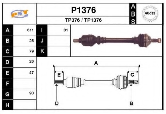 SNRA P1376 Drive Shaft